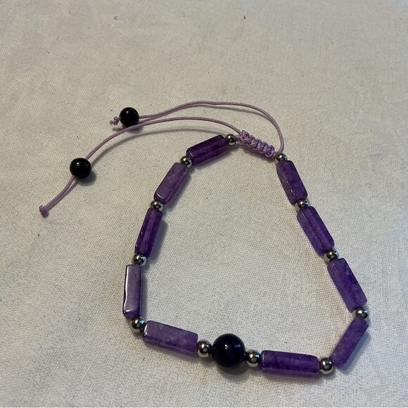 Purple Beaded Bracelets -Set of 2 - Picture 3 of 4